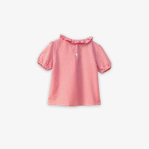 beet world emily top in red school check