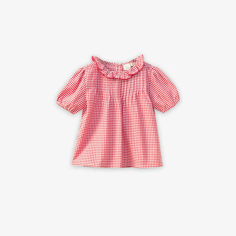 beet world emily top in red school check