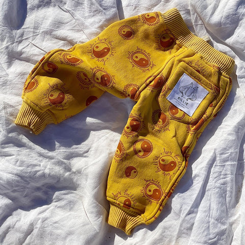 billie ying yang signature fleece trackies in yellow