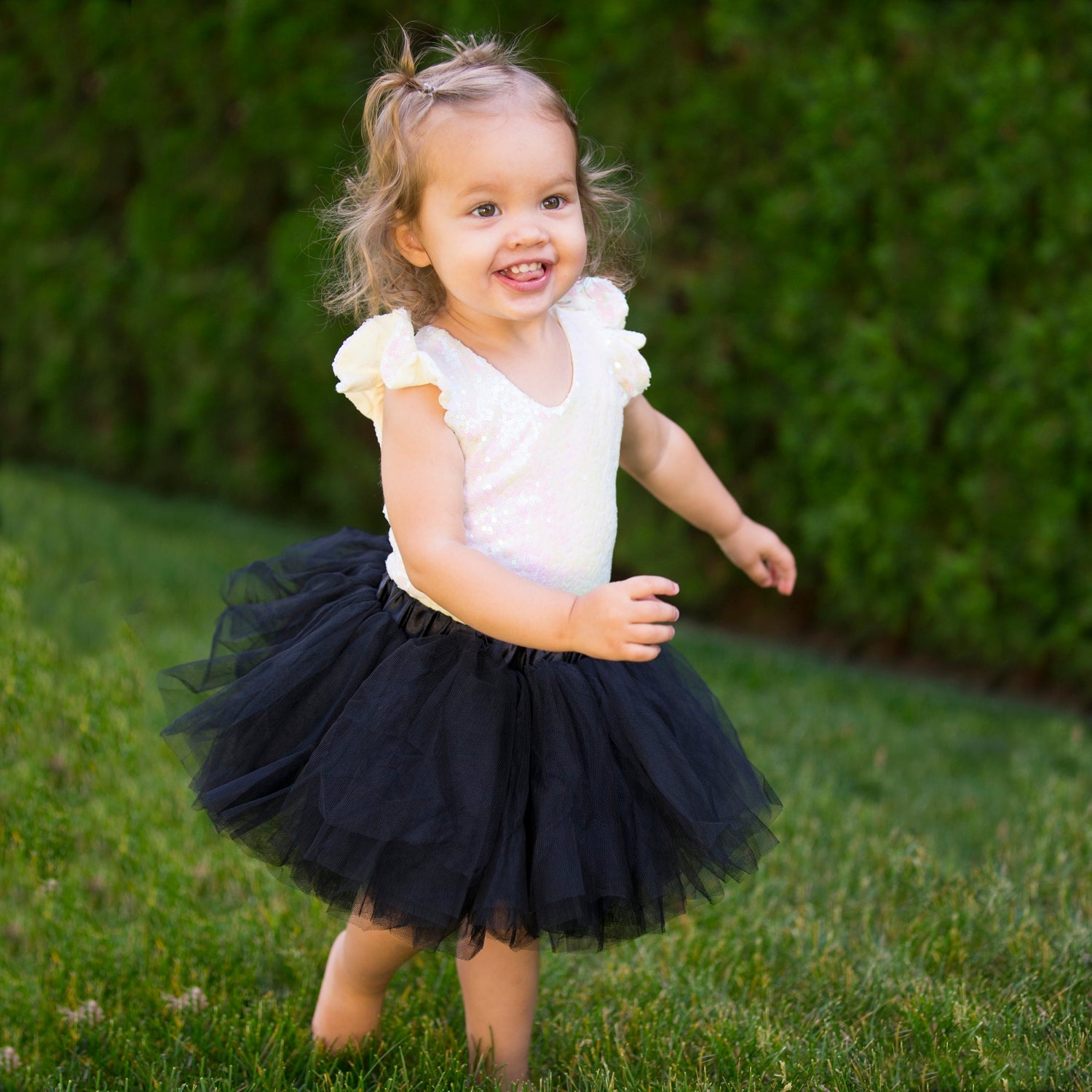 black knee length tulle skirt