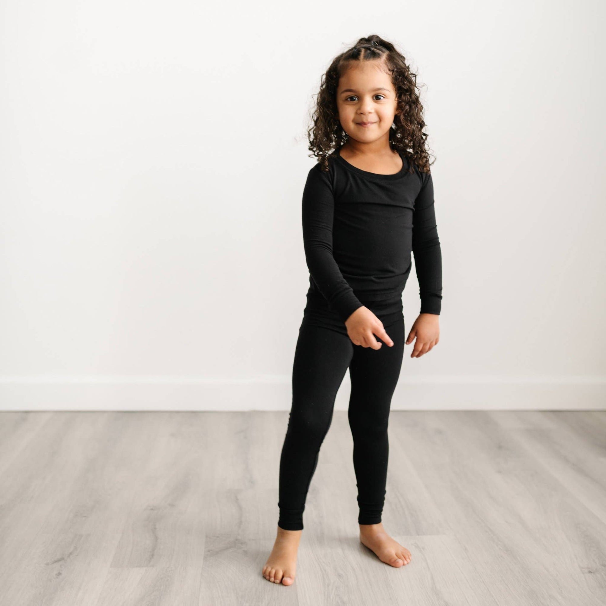 black solid two-piece bamboo viscose pajama set