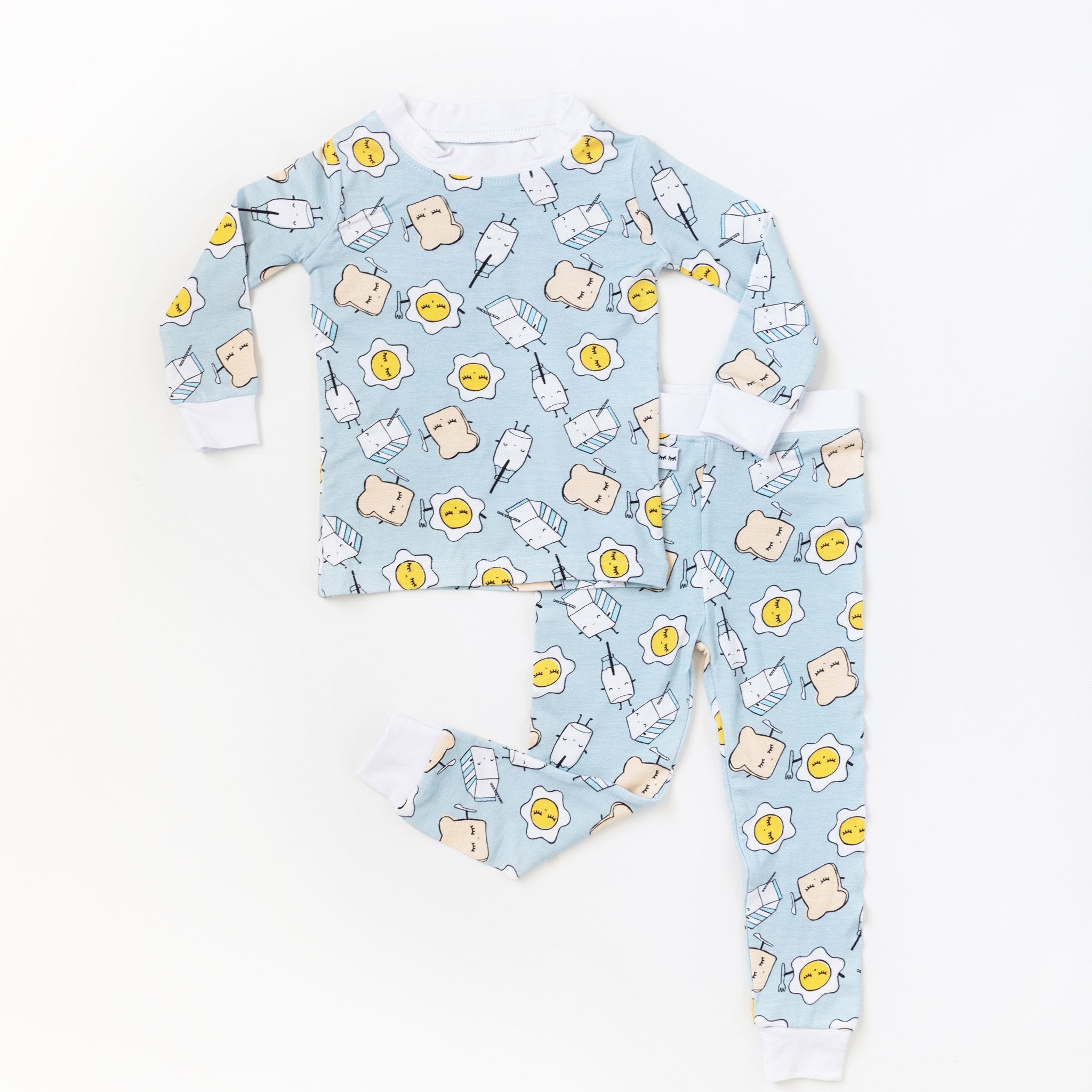 blue breakfast buddies two-piece bamboo viscose pajama set