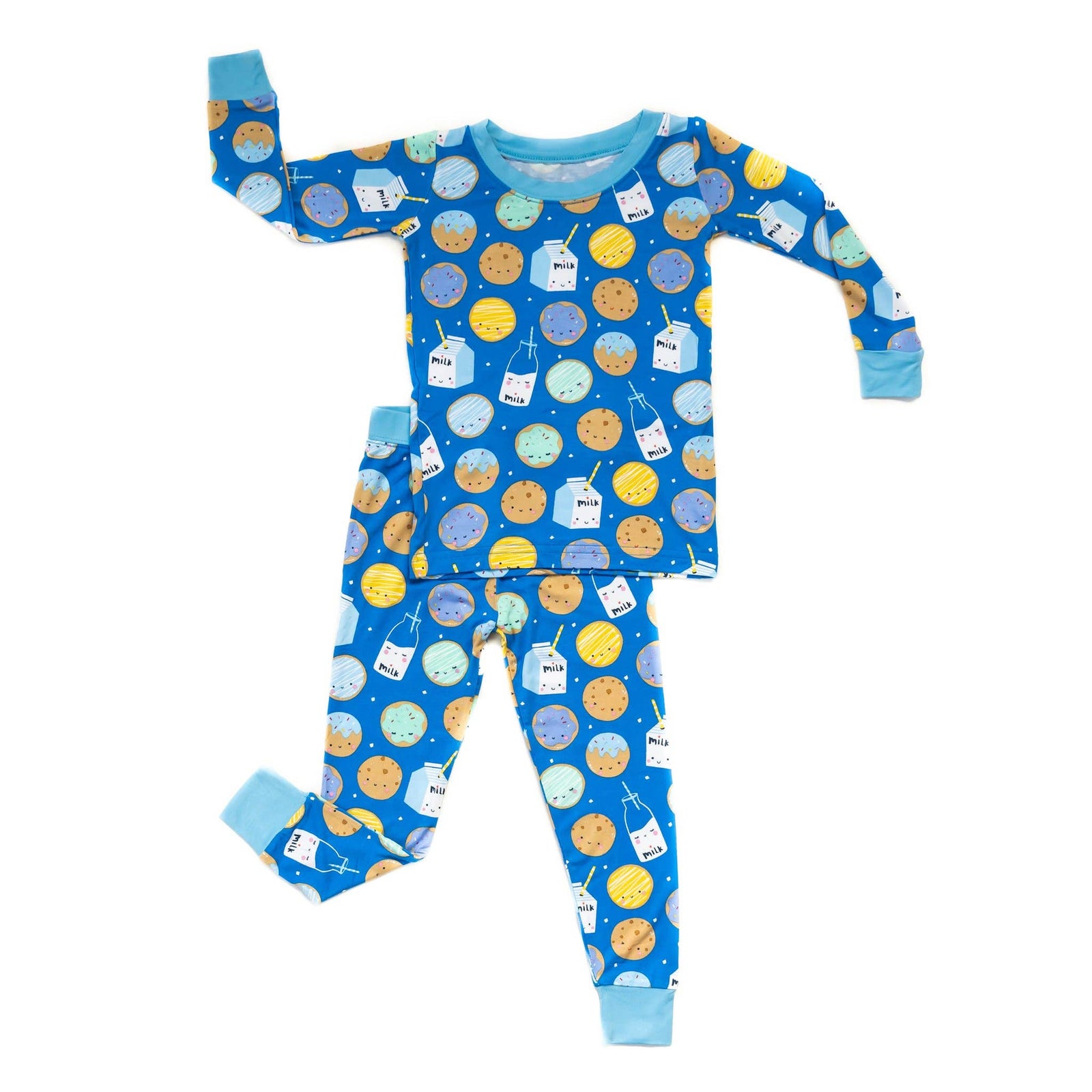 blue cookies & milk two-piece bamboo viscose pajama set