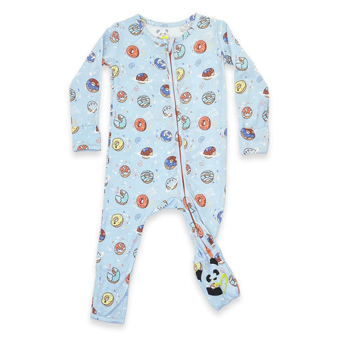 blue space donut bamboo convertible footie