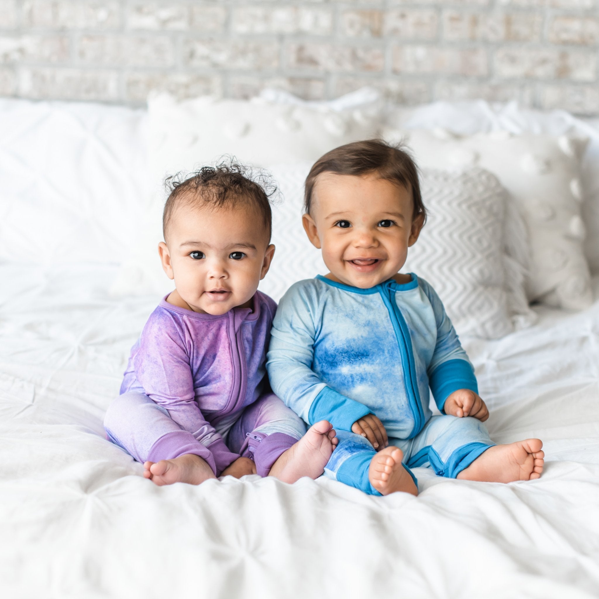 blue watercolor bamboo viscose convertible romper/sleeper