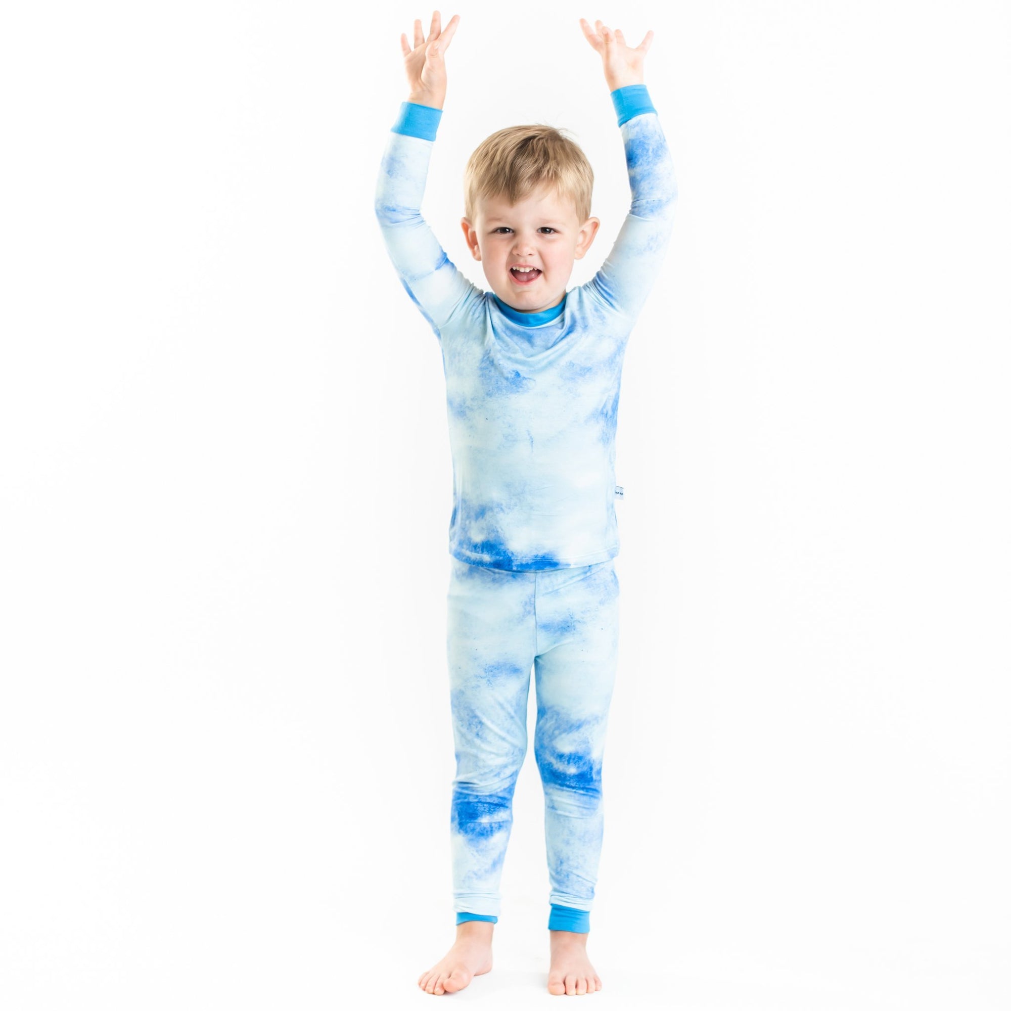 blue water color two-piece bamboo viscose pajama set