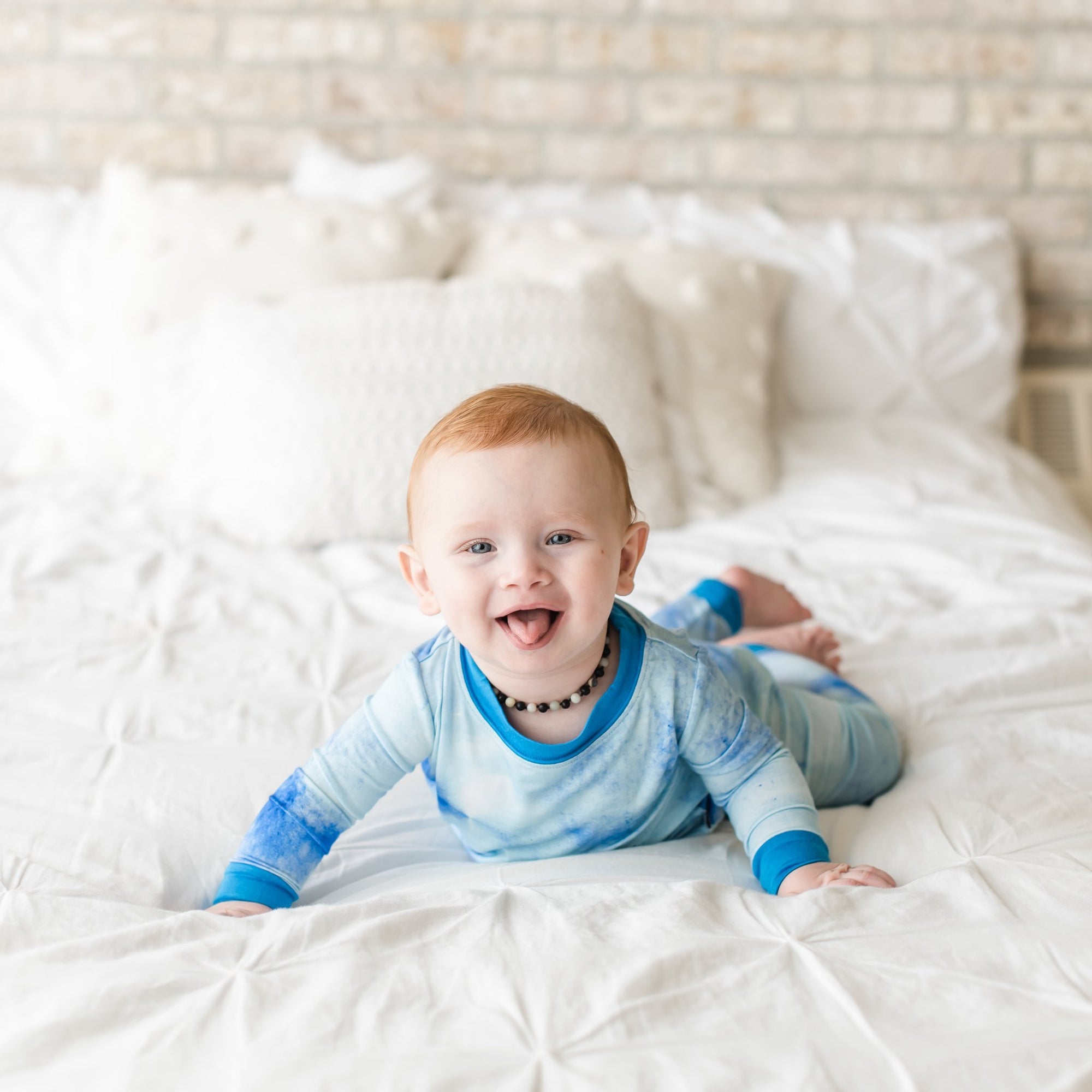 blue water color two-piece bamboo viscose pajama set