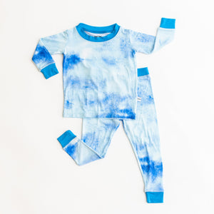 blue water color two-piece bamboo viscose pajama set