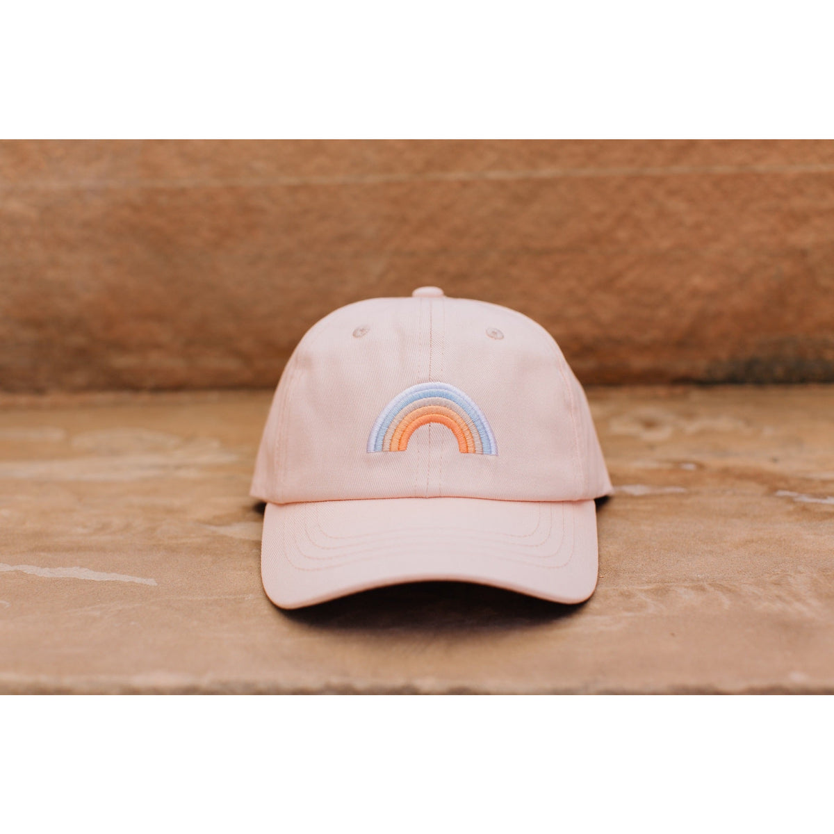 blushing rainbow hat