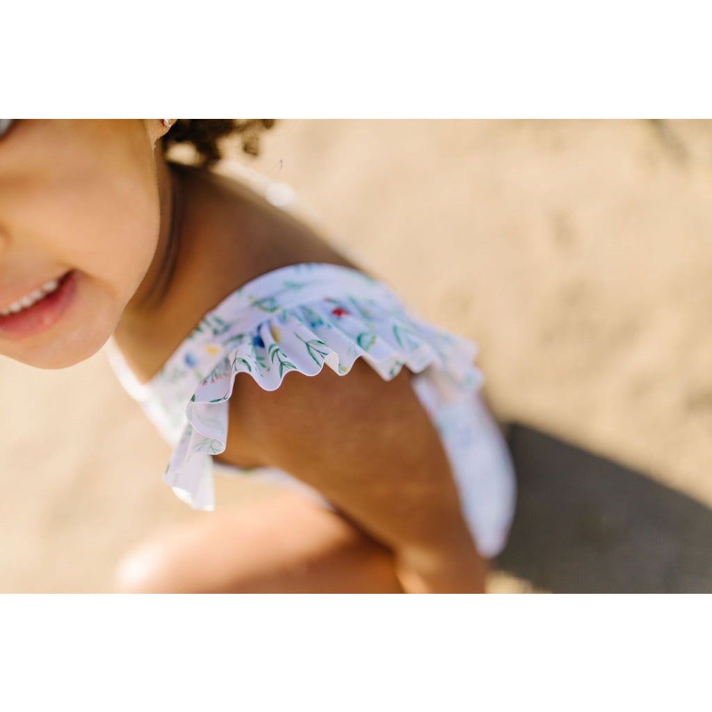 riley ruffle one piece suit in wildflower