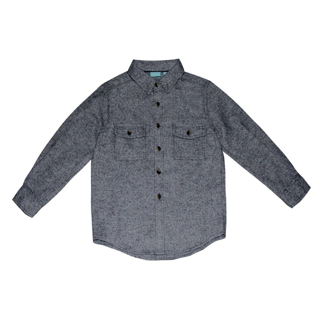 button down woven shirt with pocket in grey