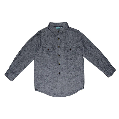 button down woven shirt with pocket in grey