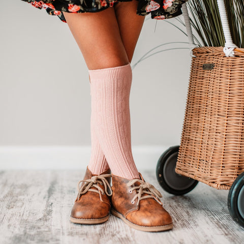 cable knit knee high socks