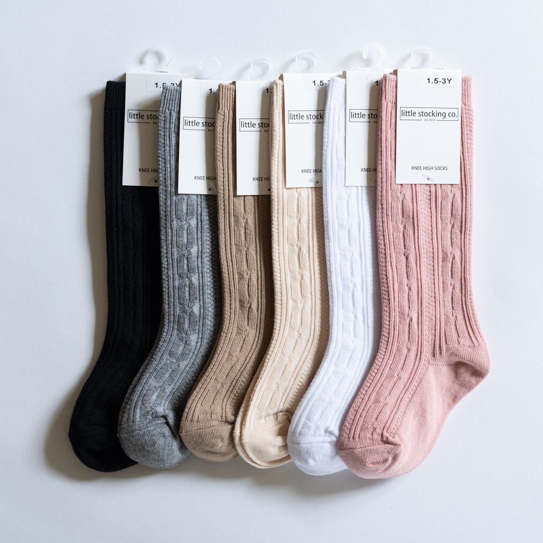 cable knit knee high socks