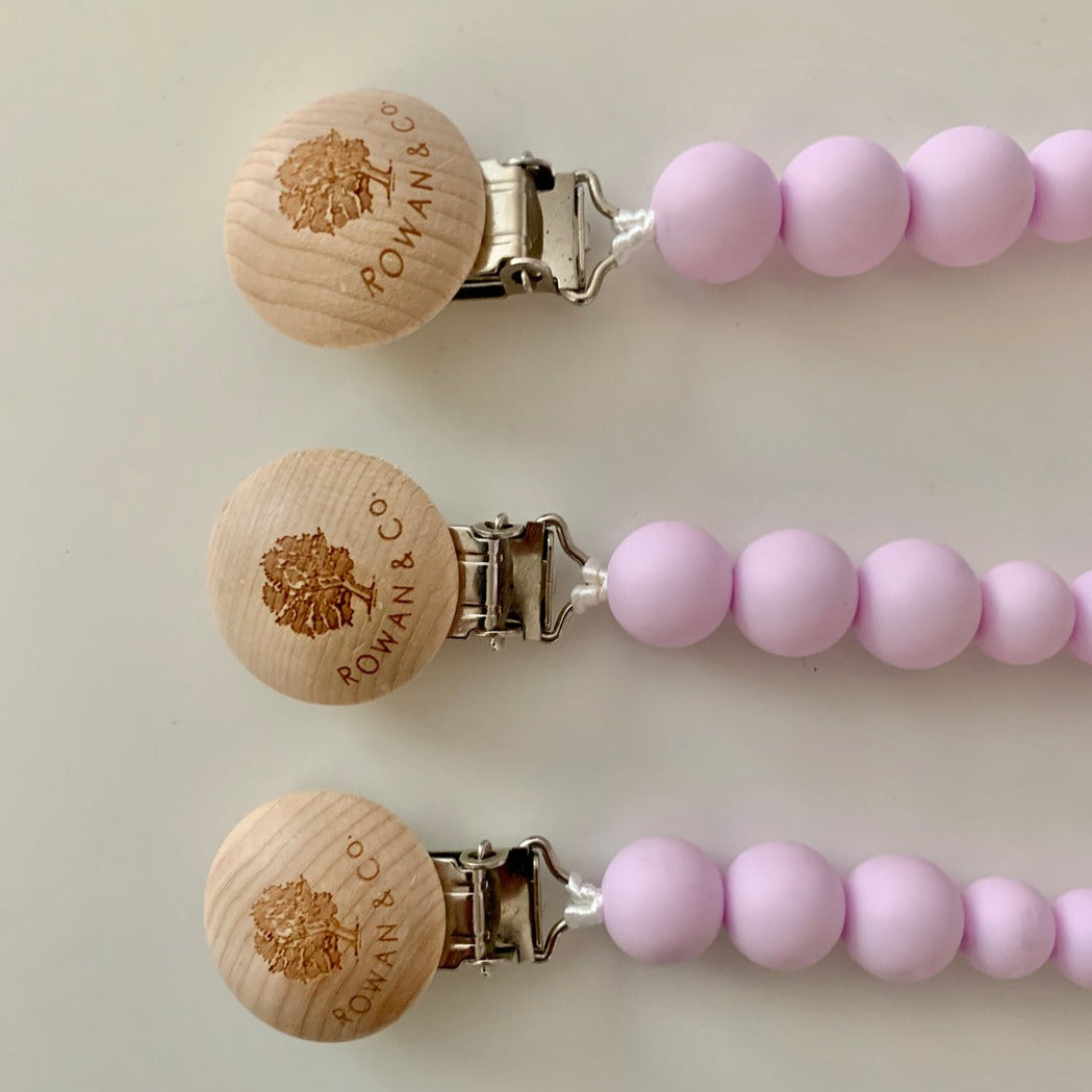 carolyn pacifier clip in lilac