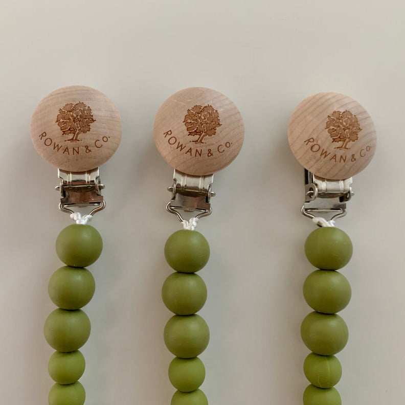 carolyn pacifier clip in olive