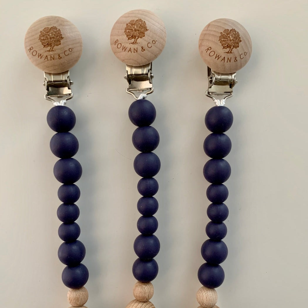 carolyn pacifier clip in twilight blue