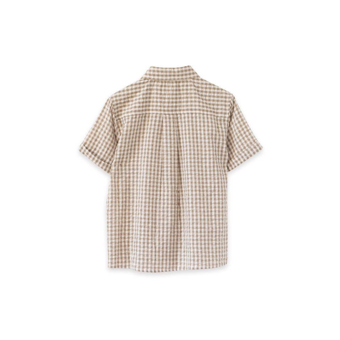 collared shirt in fennel searsucker