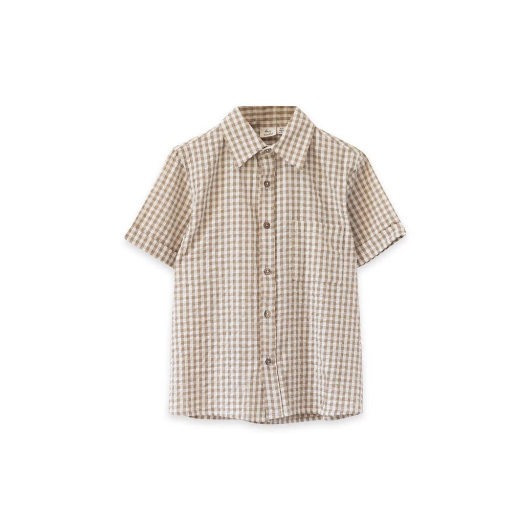 collared shirt in fennel searsucker