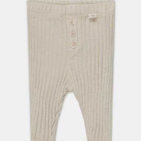 organic cotton rib knit leggings in stone
