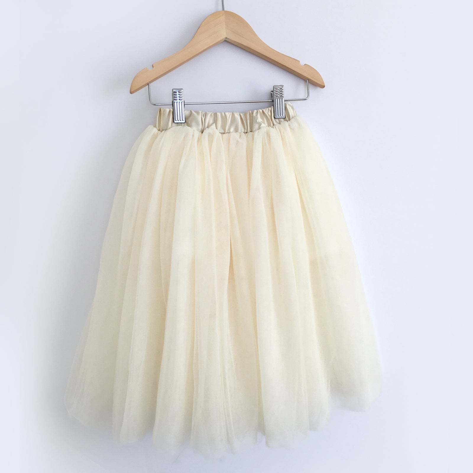 cream full length tulle skirt