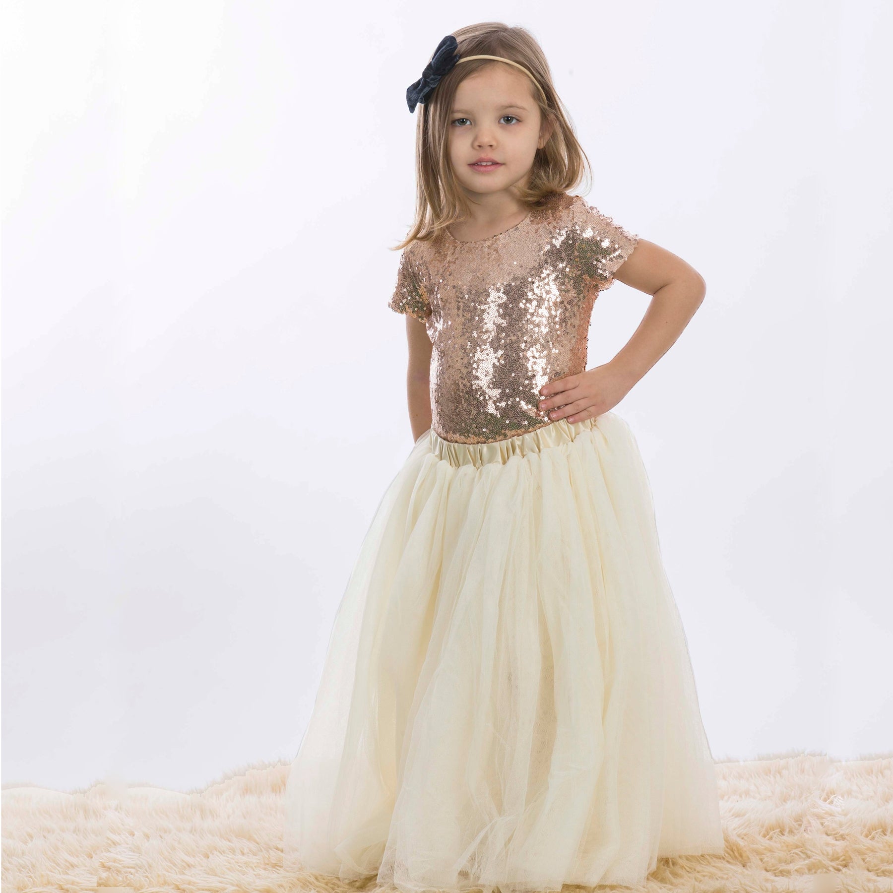 cream full length tulle skirt