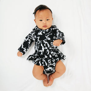  current label swim goldie ruffle long sleeve baby one piece in sea fog