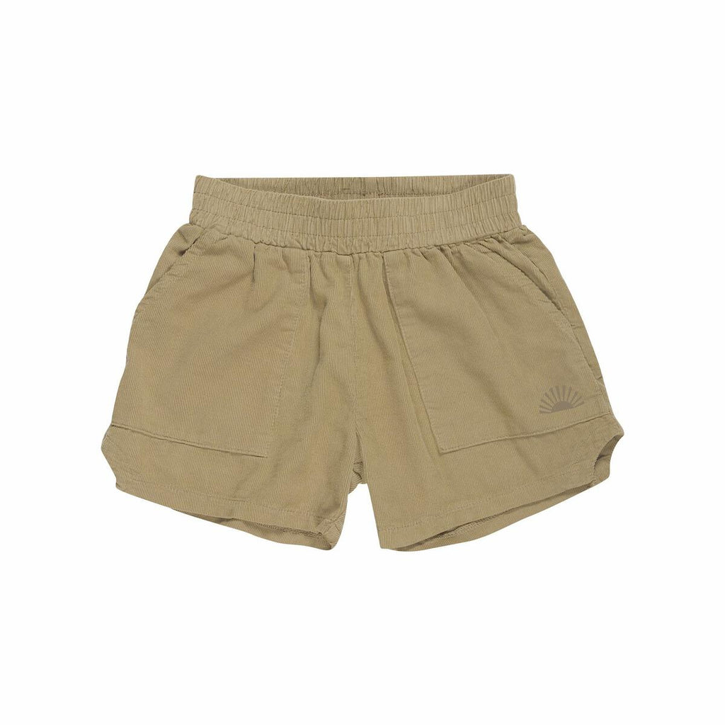 dad shorts in camel corduroy