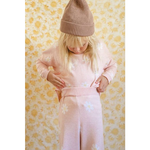 daisy knit set in pink