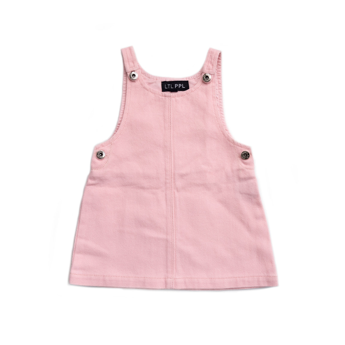 denim pinafore dress in pink