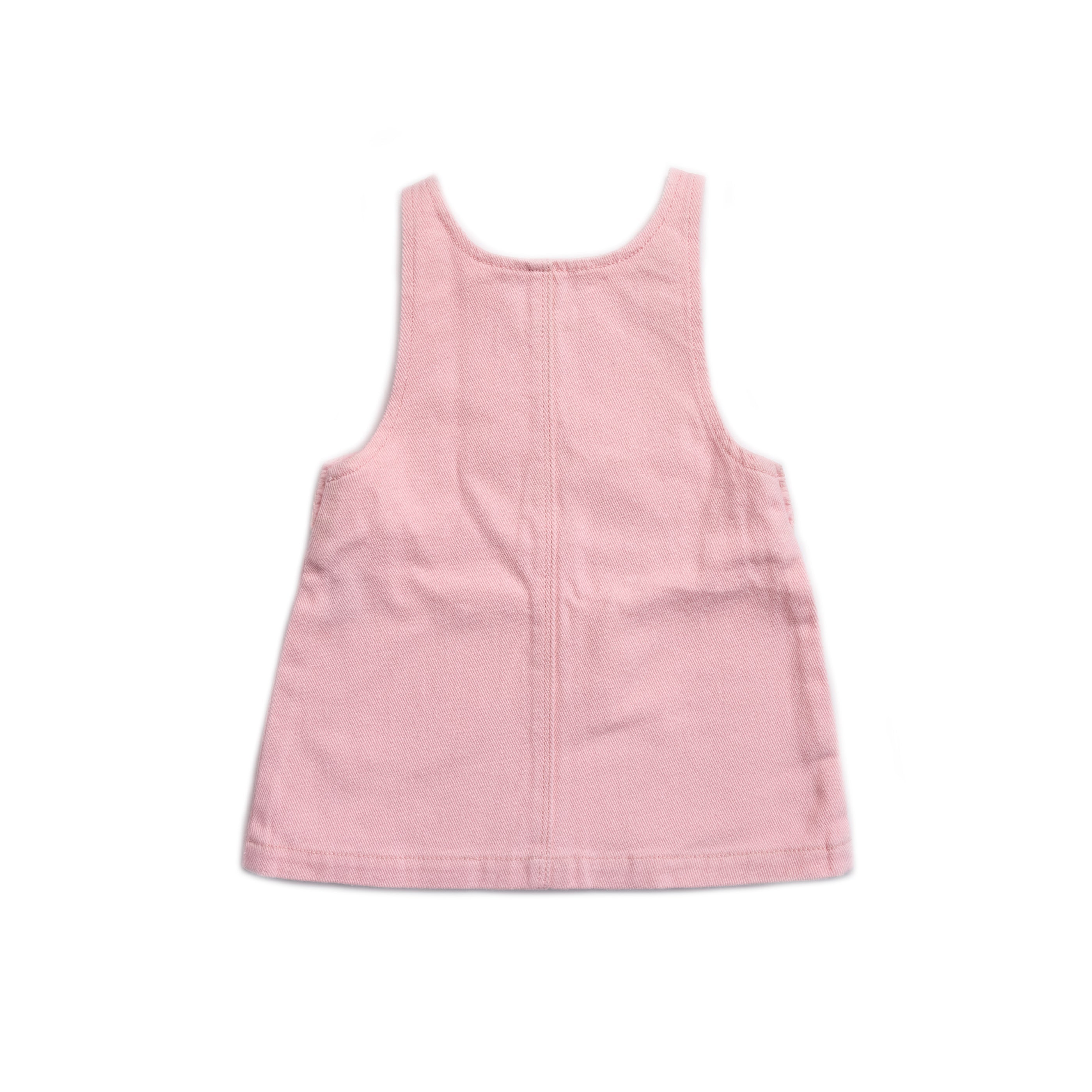denim pinafore dress in pink