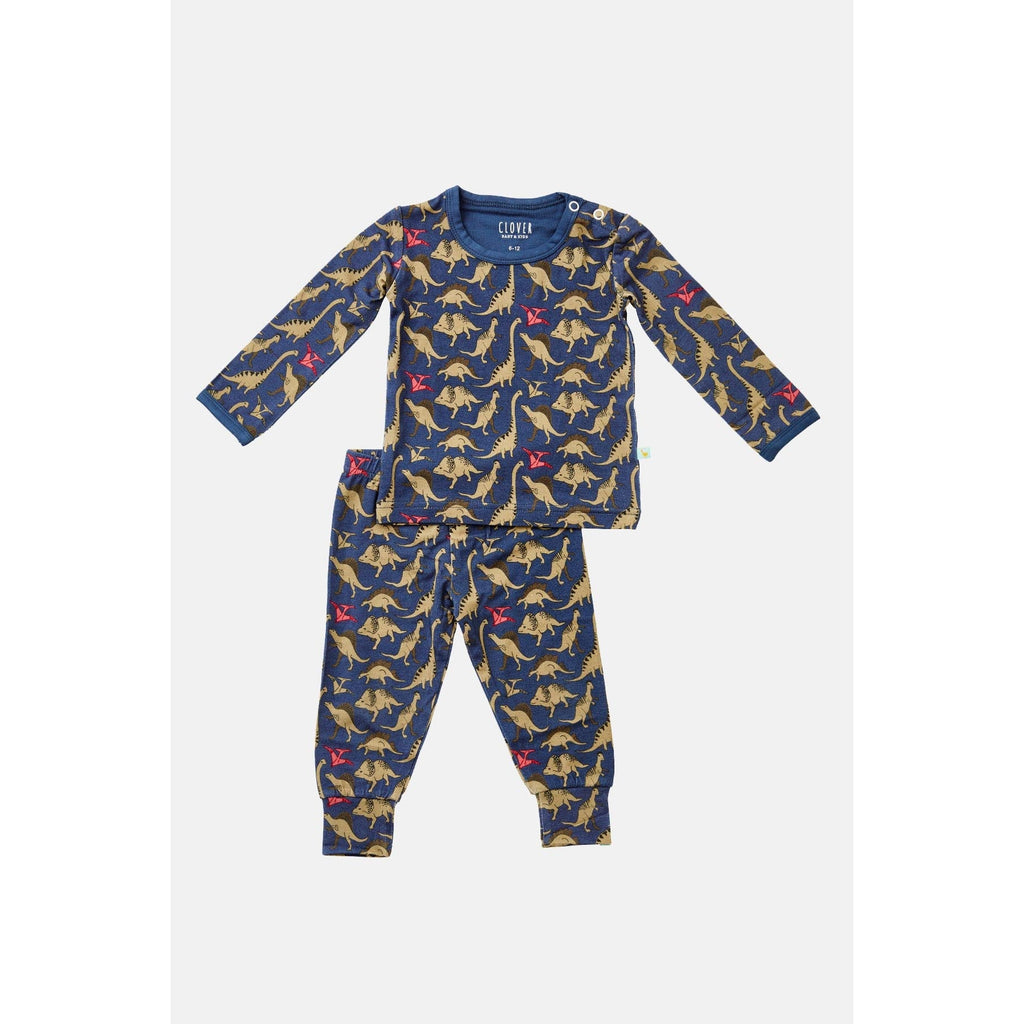 Long Sleeve Pajama Set - Dinos Navy
