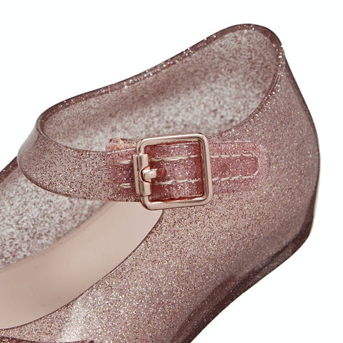 dora flat in pink glitter