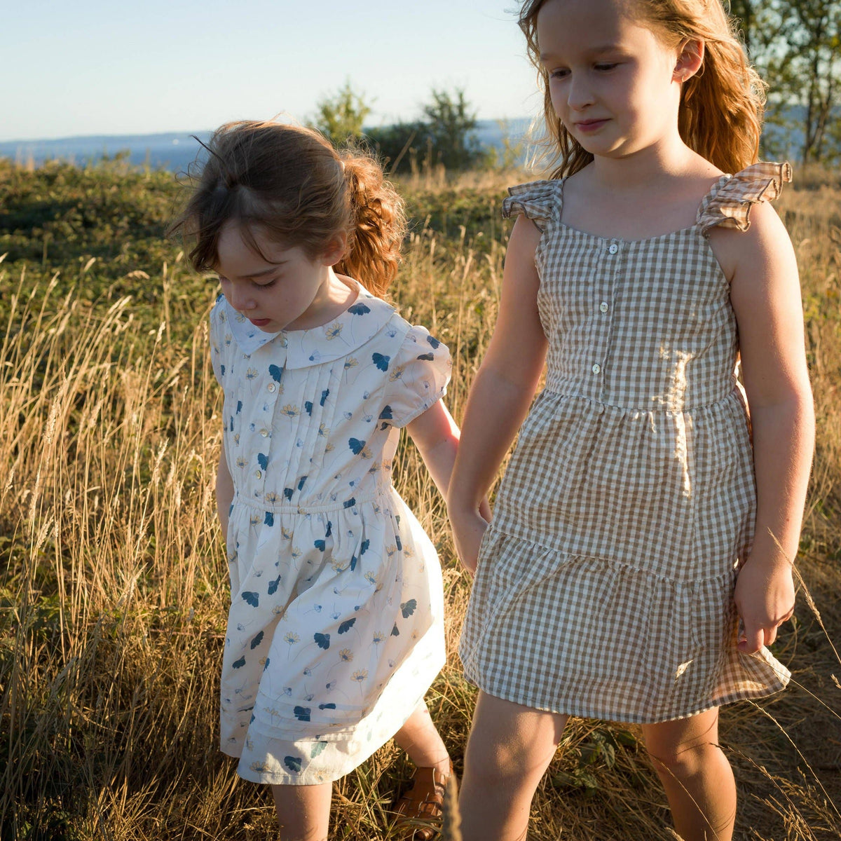 elisa dress in fennel searsucker