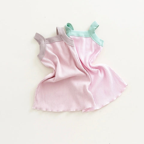 everyday dress in baby pink/green