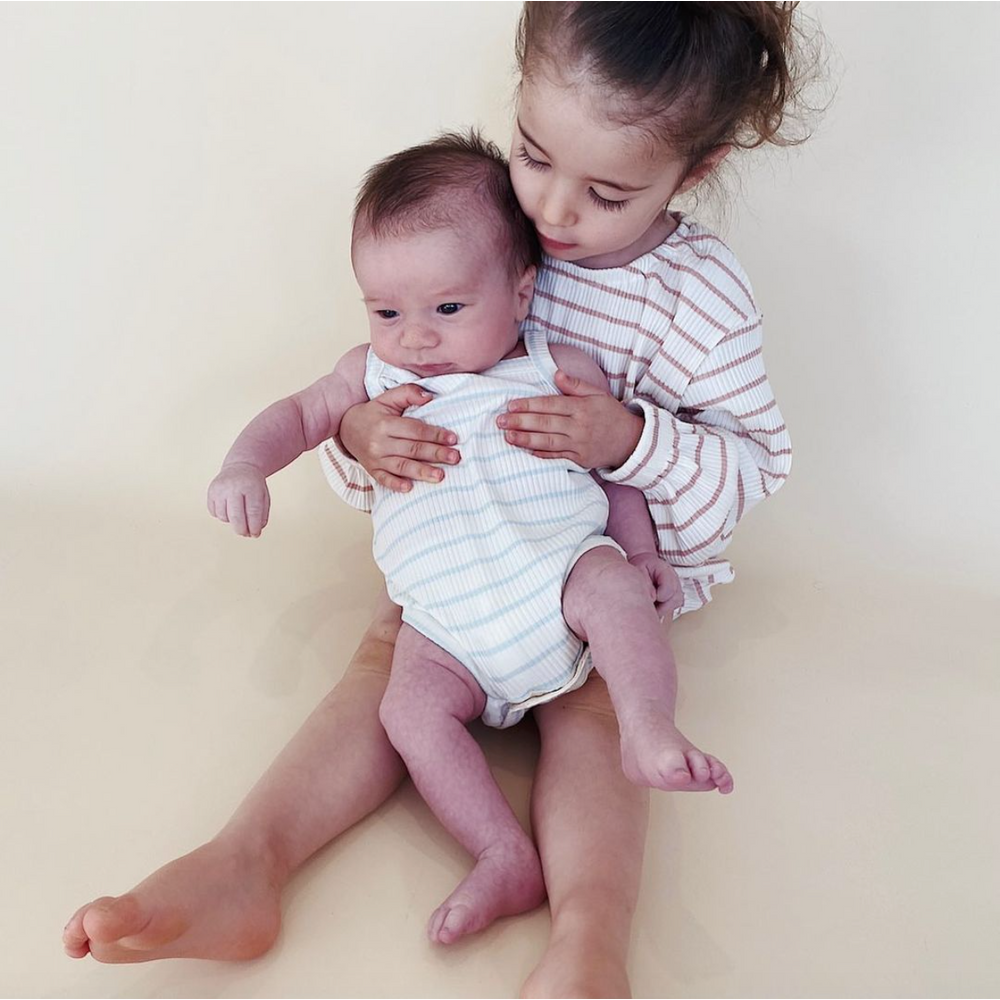 everyday onesie in blue stripe
