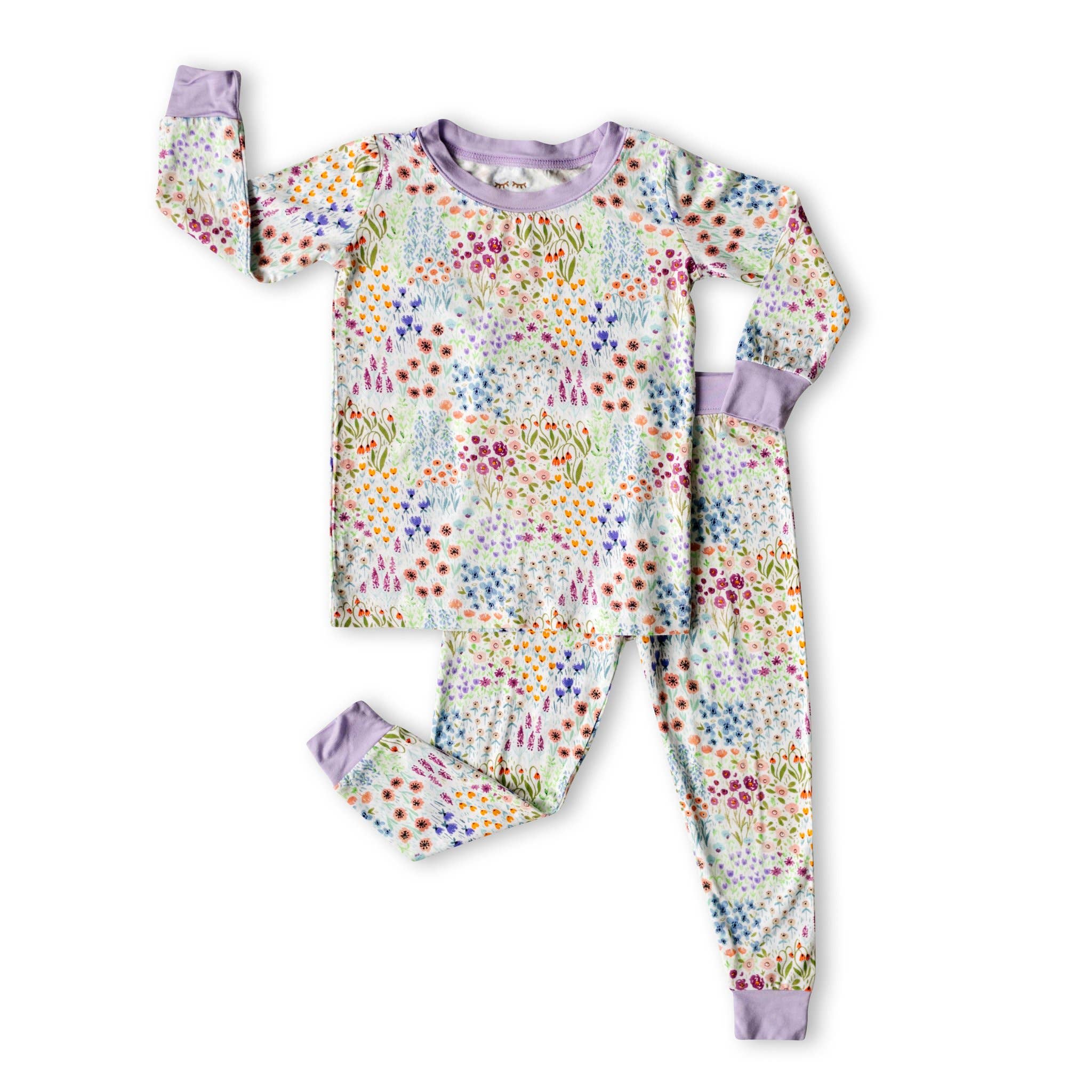 flower fields two-piece bamboo viscose pajama set