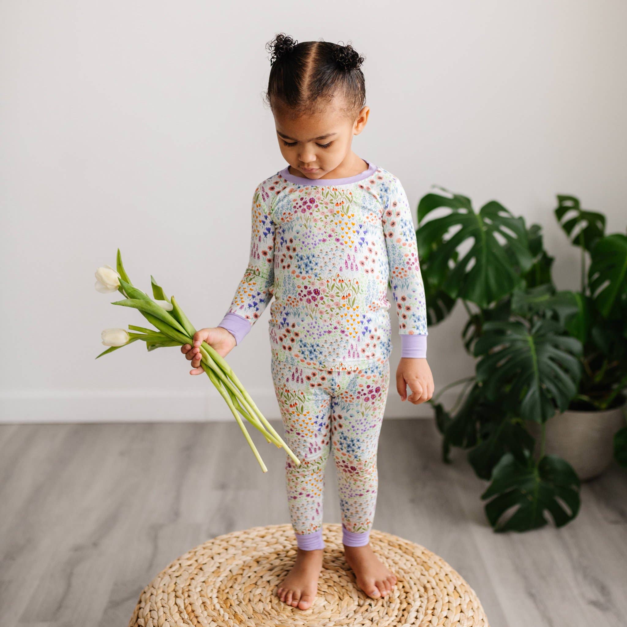 flower fields two-piece bamboo viscose pajama set