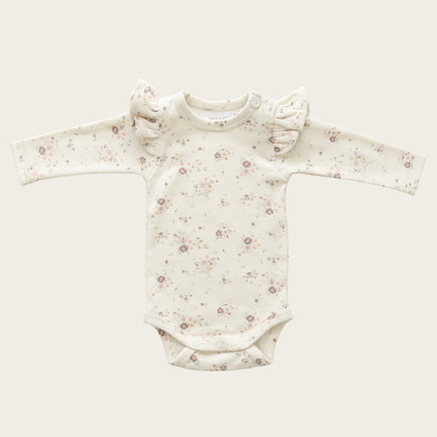 frill l/s bodysuit in periwinkle floral