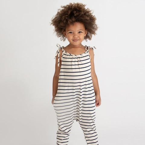 go gently nation jersey jumpsuit in navy stripe