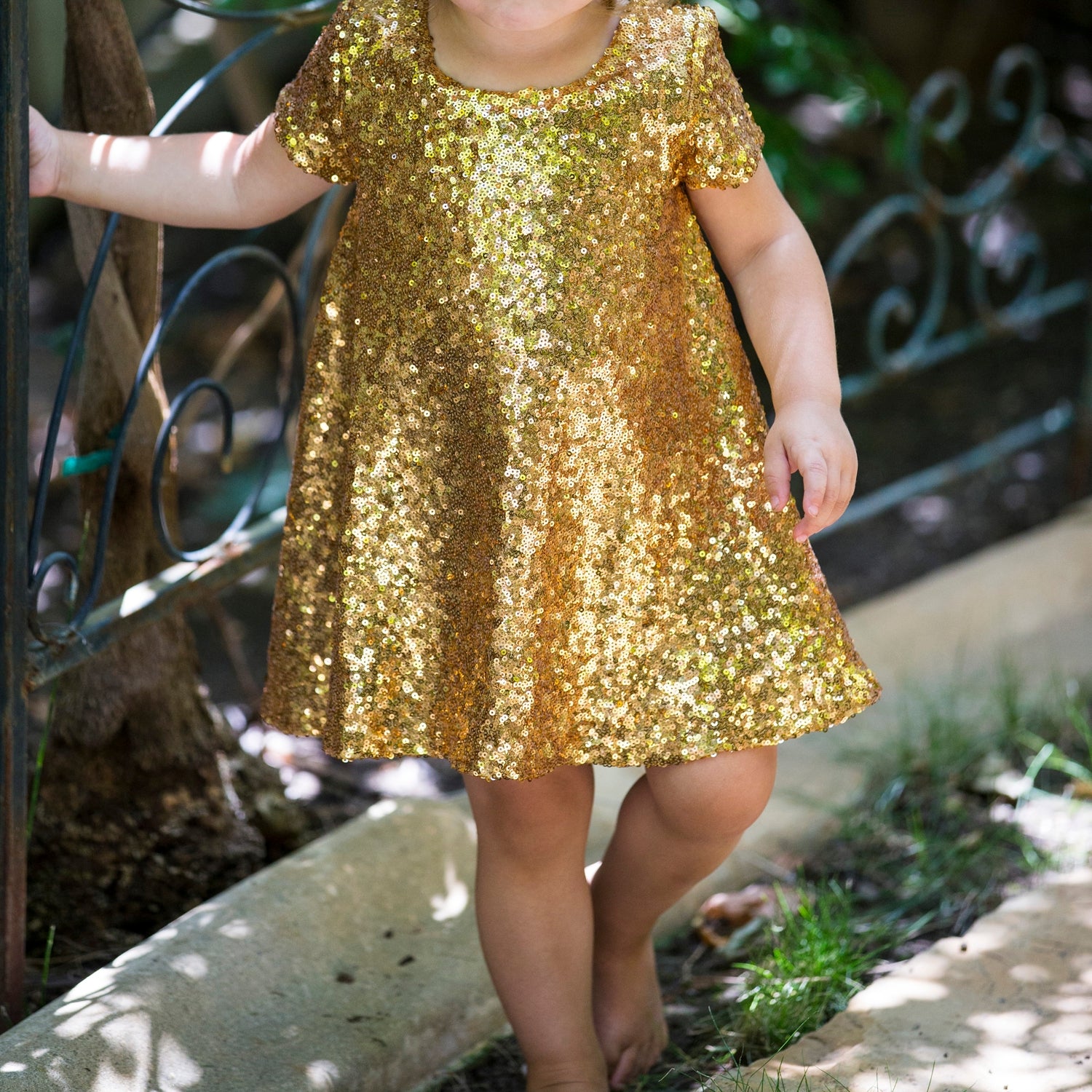 gold sequin dress