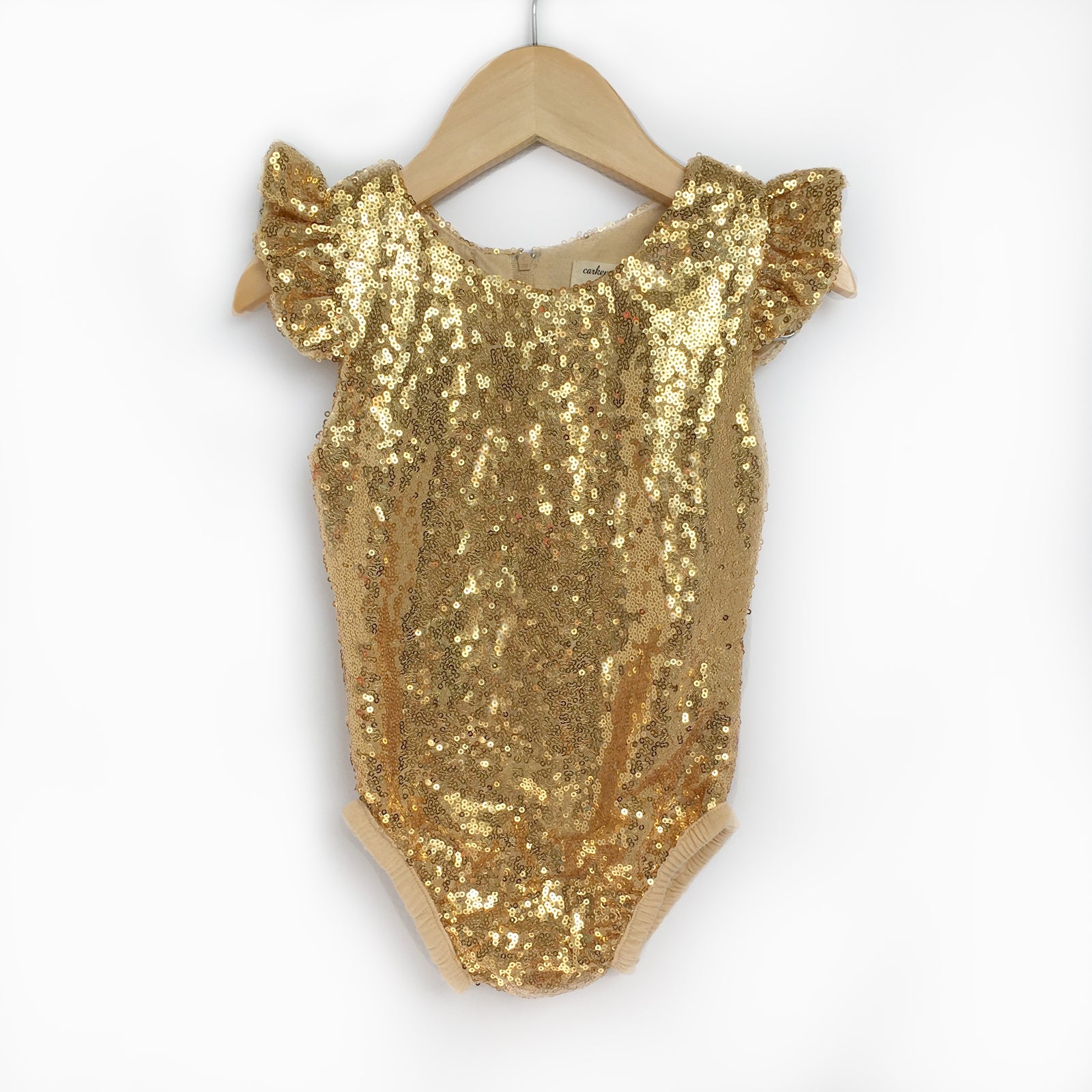 gold sequin flutter sleeve leotard