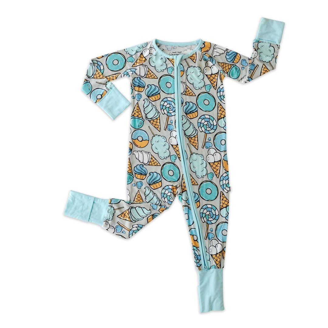 grey sweet treats bamboo viscose convertible romper/sleeper