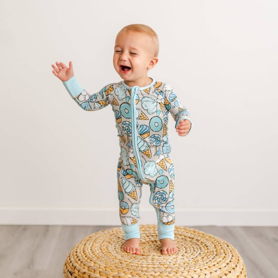 grey sweet treats bamboo viscose convertible romper/sleeper