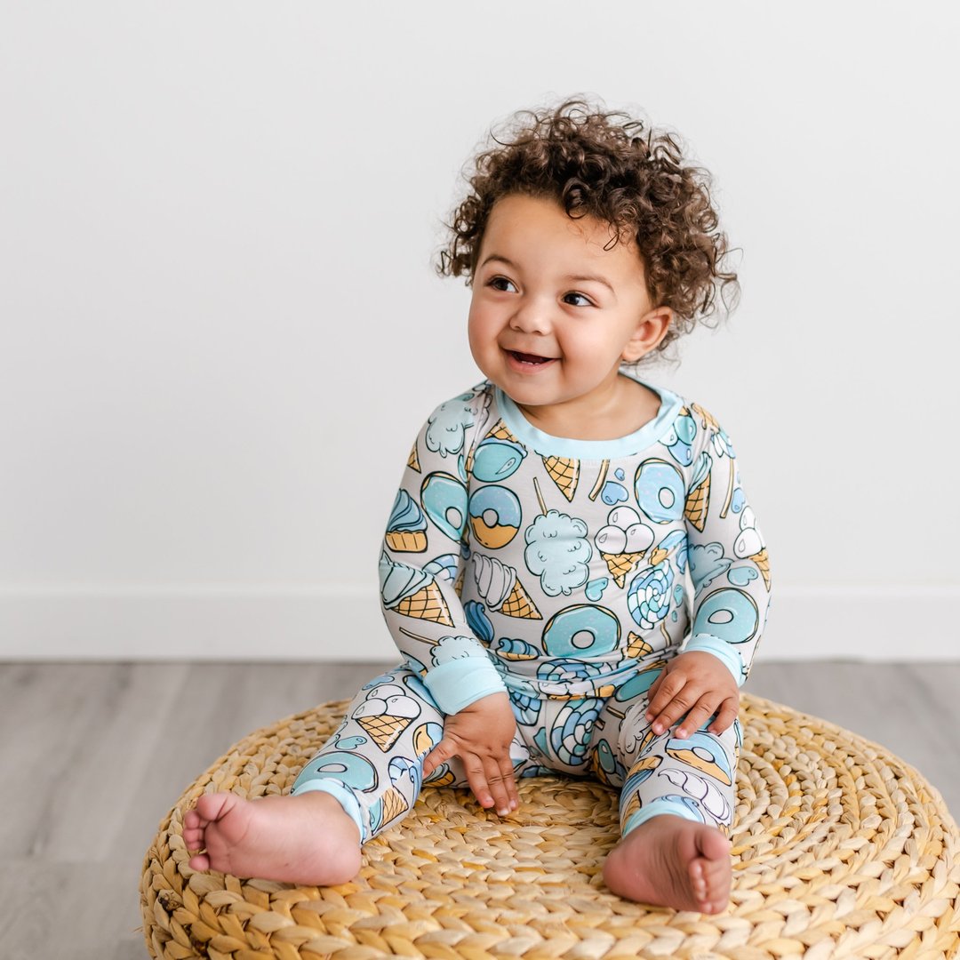 grey sweet treats two-piece bamboo viscose pajama set