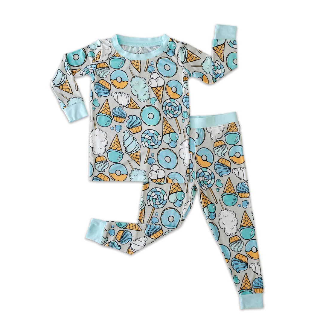 grey sweet treats two-piece bamboo viscose pajama set