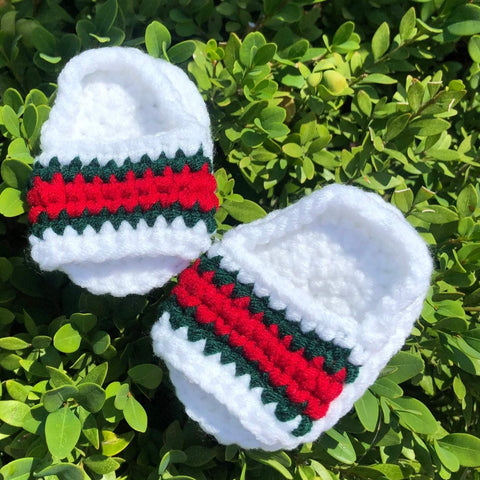 “gucci slide” knitted bootie in white