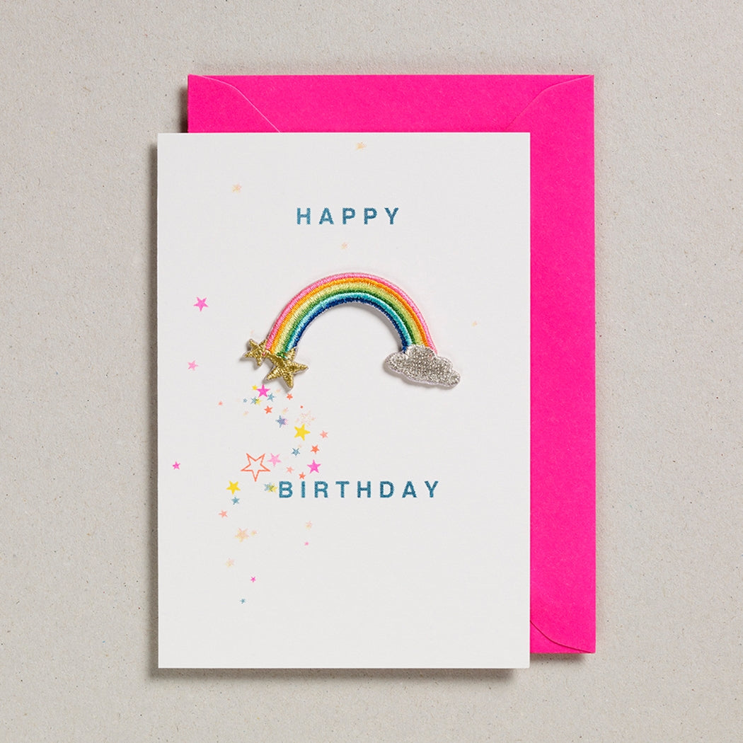 happy birthday rainbow patch card