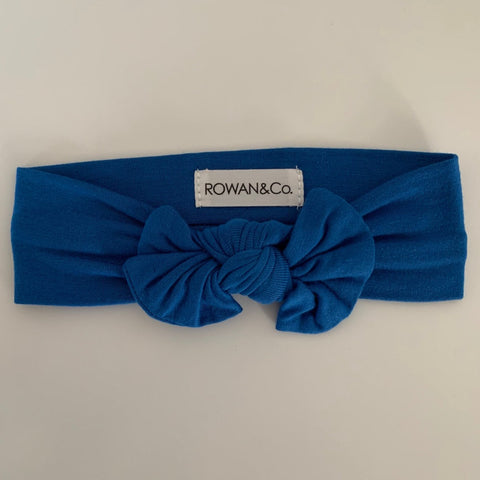 head wrap bow in electric blue