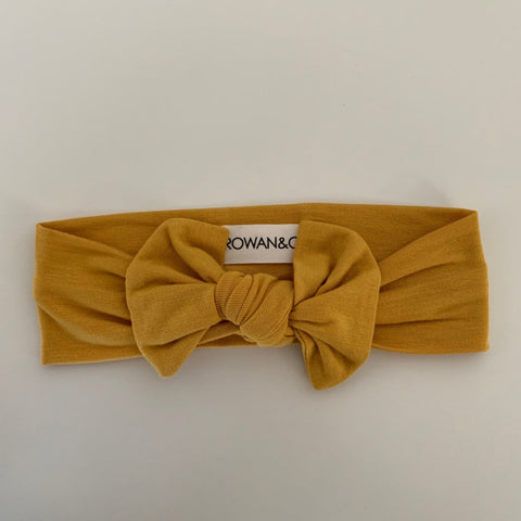 head wrap bow in mustard yellow